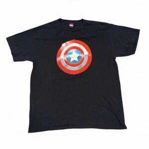 MAD Engine Black Captain America Shield Graphic Tee